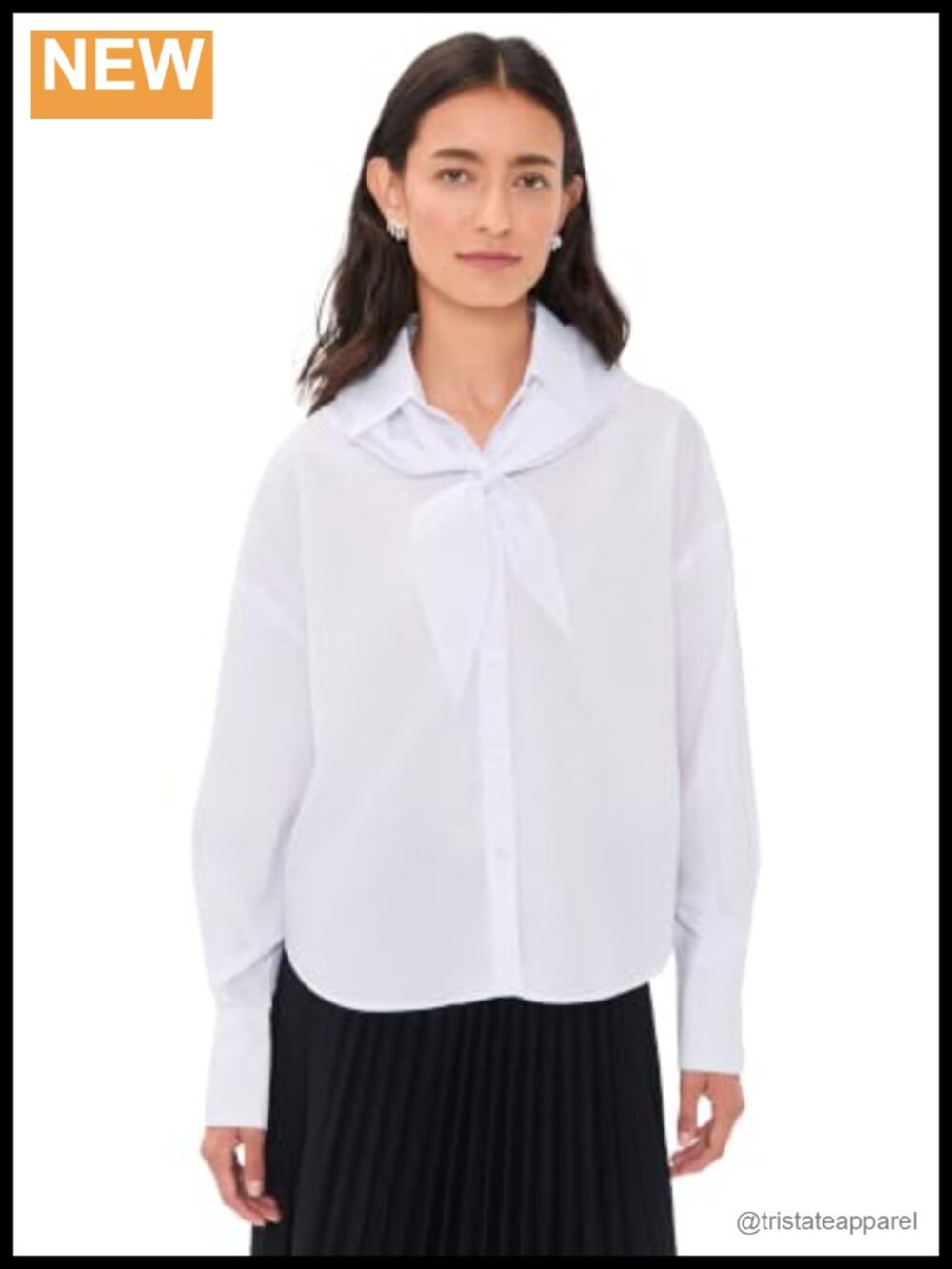 Women's Boxy Button Down Shirt with Matching Neck Scarf